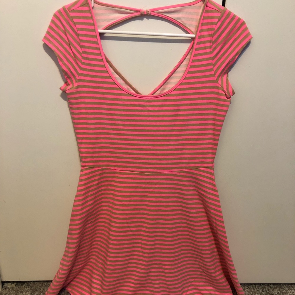 American Eagle Beige and Pink Striped Dress